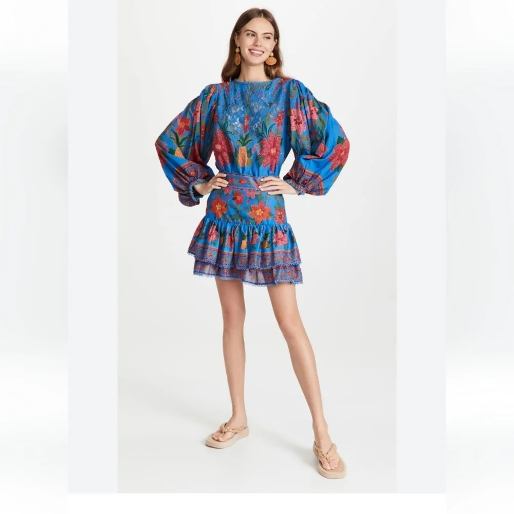 FARM Rio Blue Tropical Tapestry Mini Skirt - Picture 5 of 9
